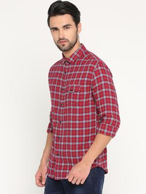 red cotton casual shirt - 15747221 - Standard Image - 2