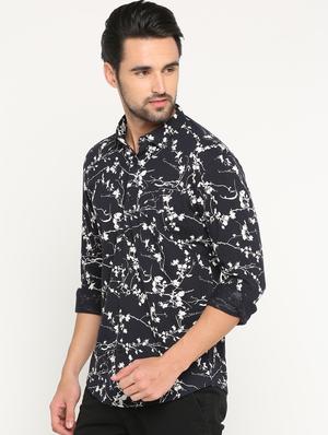 navy blue cotton casual shirt - 15747328 - Standard Image - 2