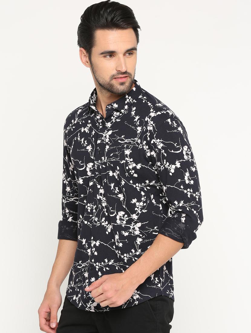 navy blue cotton casual shirt - 15747328 - Zoom Image - 2