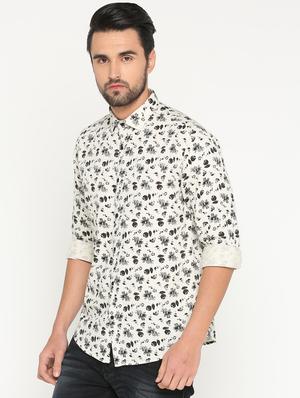beige floral printed casual shirt - 15747355 - Standard Image - 2