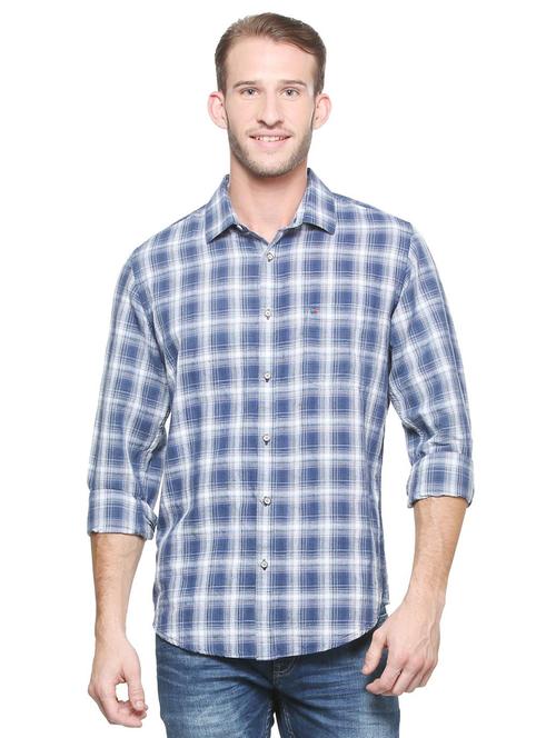 blue cotton casual shirt - 15747403 - Standard Image - 1