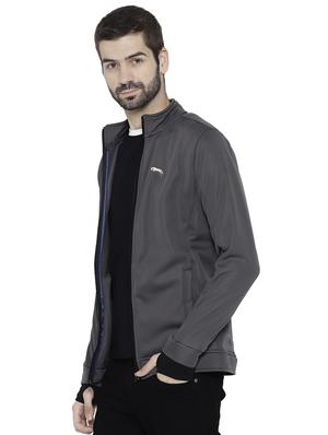 grey polyester casual jacket - 15747873 - Standard Image - 2