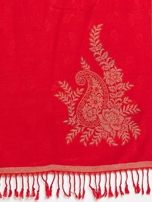 Self-design wool shawl with fringes - 15747984 - Standard Image - 2