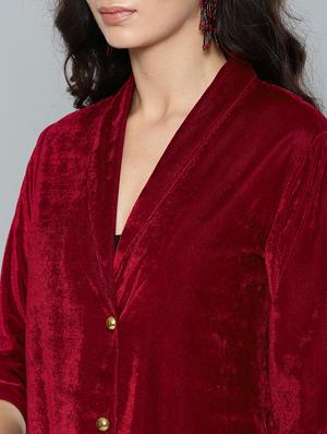 button detail velvet blazer - 15748334 - Standard Image - 5