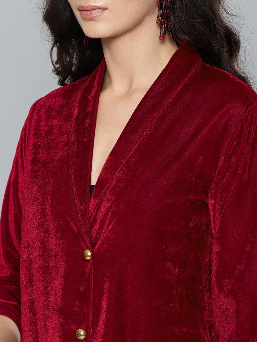 button detail velvet blazer - 15748334 - Zoom Image - 5