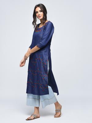 embroidered straight kurta - 15748447 - Standard Image - 2