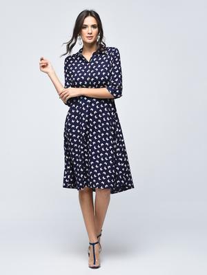 button detail butterfly print flared dress - 15748450 - Standard Image - 2