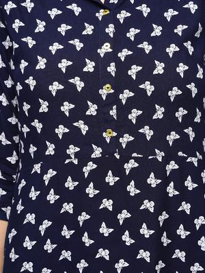 button detail butterfly print flared dress - 15748450 - Standard Image - 5
