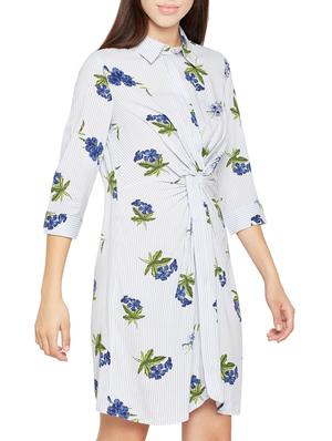 twist detail floral striped shirt dress - 15748731 - Standard Image - 2