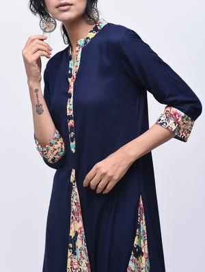 printed contrast cowl kurta - 15750628 - Standard Image - 2