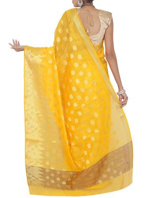 chanderi temple border saree with blouse - 15750999 - Standard Image - 2