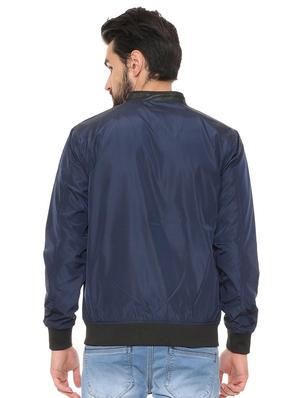 navy blue solid bomber jacket - 15751265 - Standard Image - 2