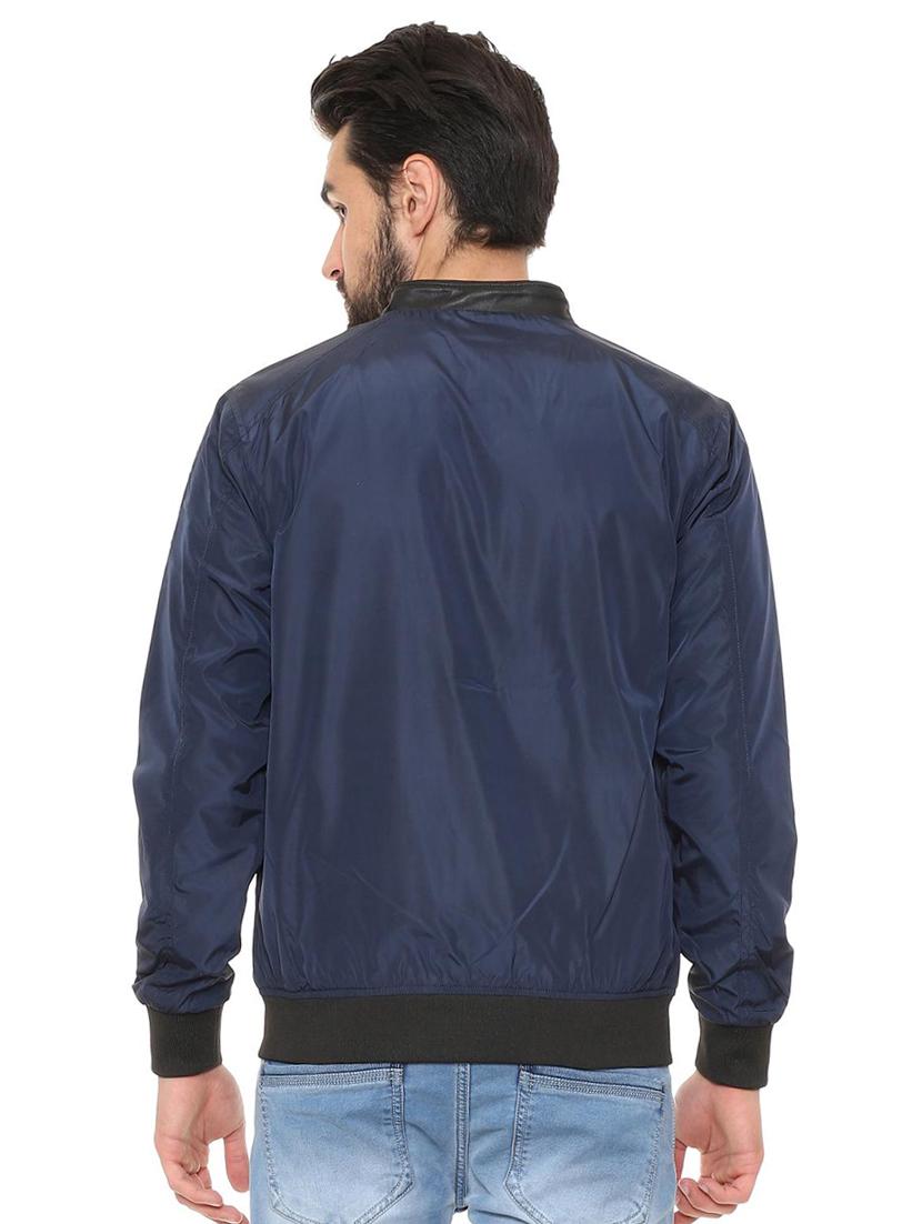 navy blue solid bomber jacket - 15751265 - Zoom Image - 2