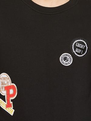 black cotton printed sweatshirt - 15754483 - Standard Image - 5