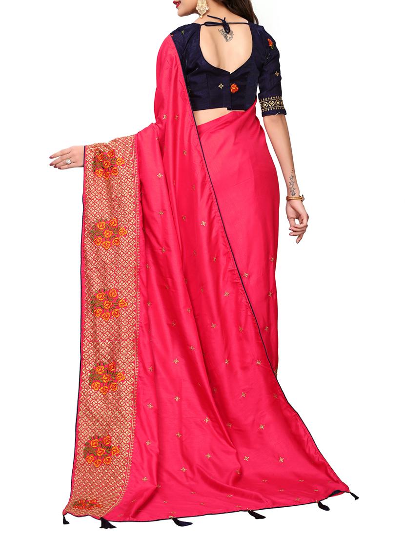 zari embroidered saree with blouse - 15754857 - Zoom Image - 2