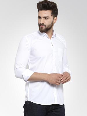 solid white casual shirt - 15755124 - Standard Image - 2