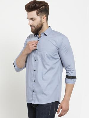 solid grey casual shirt - 15755126 - Standard Image - 2