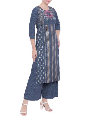 Printed kurta palazzo set - 15756492 - Standard Image - 2