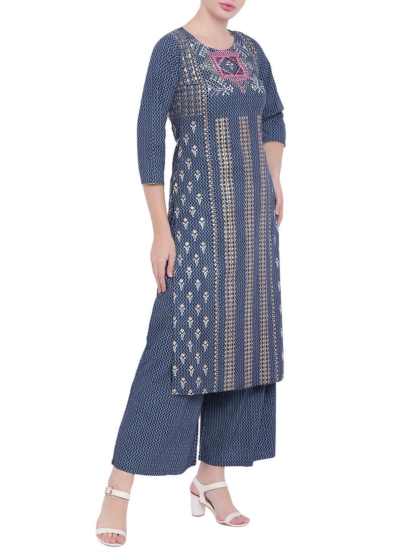 Printed kurta palazzo set - 15756492 - Zoom Image - 2
