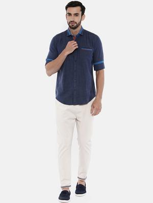 navy blue solid casual shirt - 15756607 - Standard Image - 5
