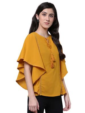tassel tie-up ruffled lace detail top - 15756909 - Standard Image - 2