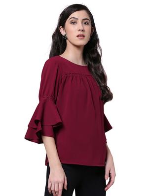 bell sleeved embellished lace insert top - 15756912 - Standard Image - 2