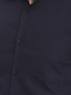 navy blue solid formal shirt - 15757297 - Standard Image - 5