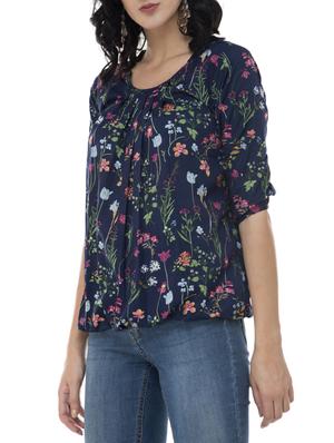 pleat detail floral blouson top - 15757408 - Standard Image - 2