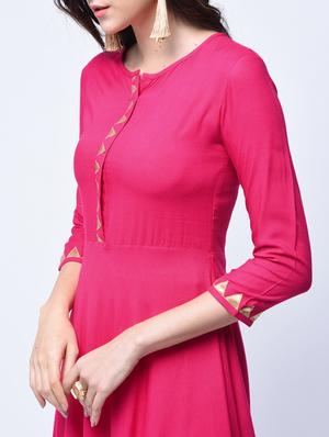 Fuchsia solid cowl kurta - 15758960 - Standard Image - 2