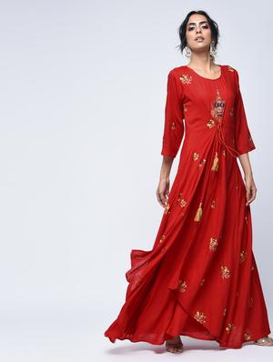 layered embroidered kurta - 15760026 - Standard Image - 2
