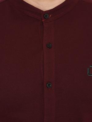 maroon solid casual shirt - 15760160 - Standard Image - 5