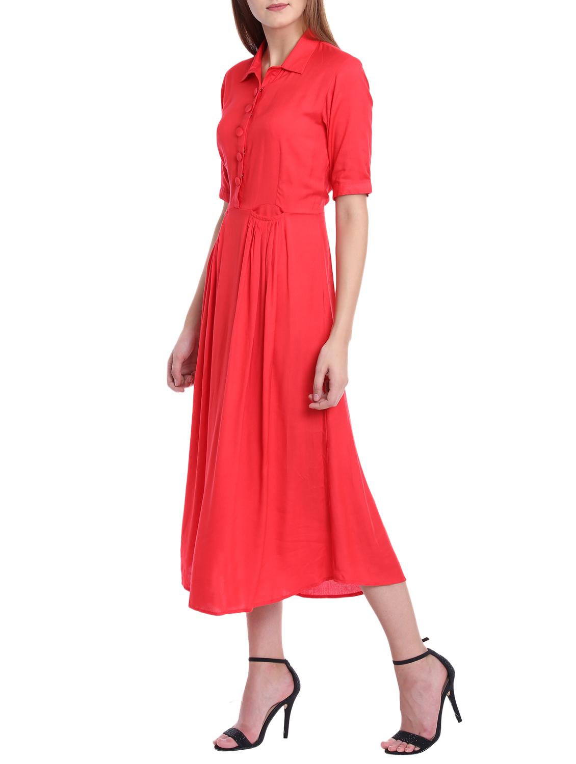 Pleat detail buttoned maxi dress - 15761205 - Zoom Image - 2