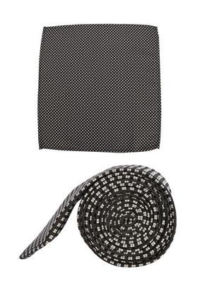 black polyester tie with pocketsquare - 15764285 - Standard Image - 2