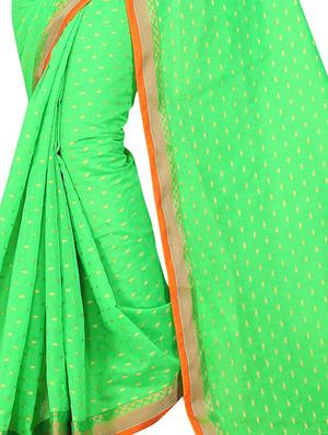 contrast border embroidered saree with blouse - 15764452 - Standard Image - 2