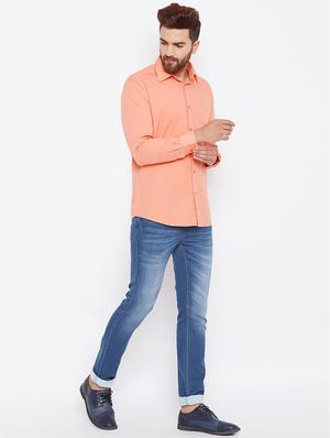 orange solid casual shirt - 15764782 - Standard Image - 5