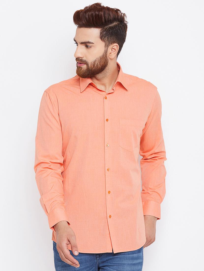 orange solid casual shirt - 15764782 - Zoom Image - 2