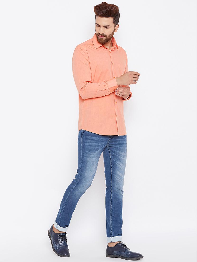 orange solid casual shirt - 15764782 - Zoom Image - 5