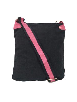 black cotton polyester blend messenger sling bag - 15765236 - Standard Image - 2