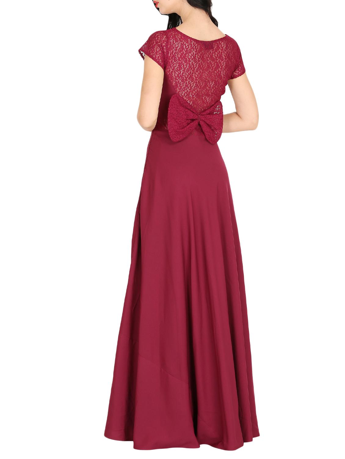 lace paneled bow detail maxi dress - 15765647 - Zoom Image - 2