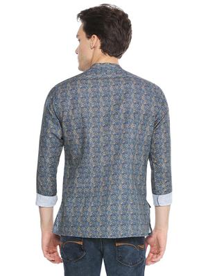 blue cotton short kurta - 15765770 - Standard Image - 2