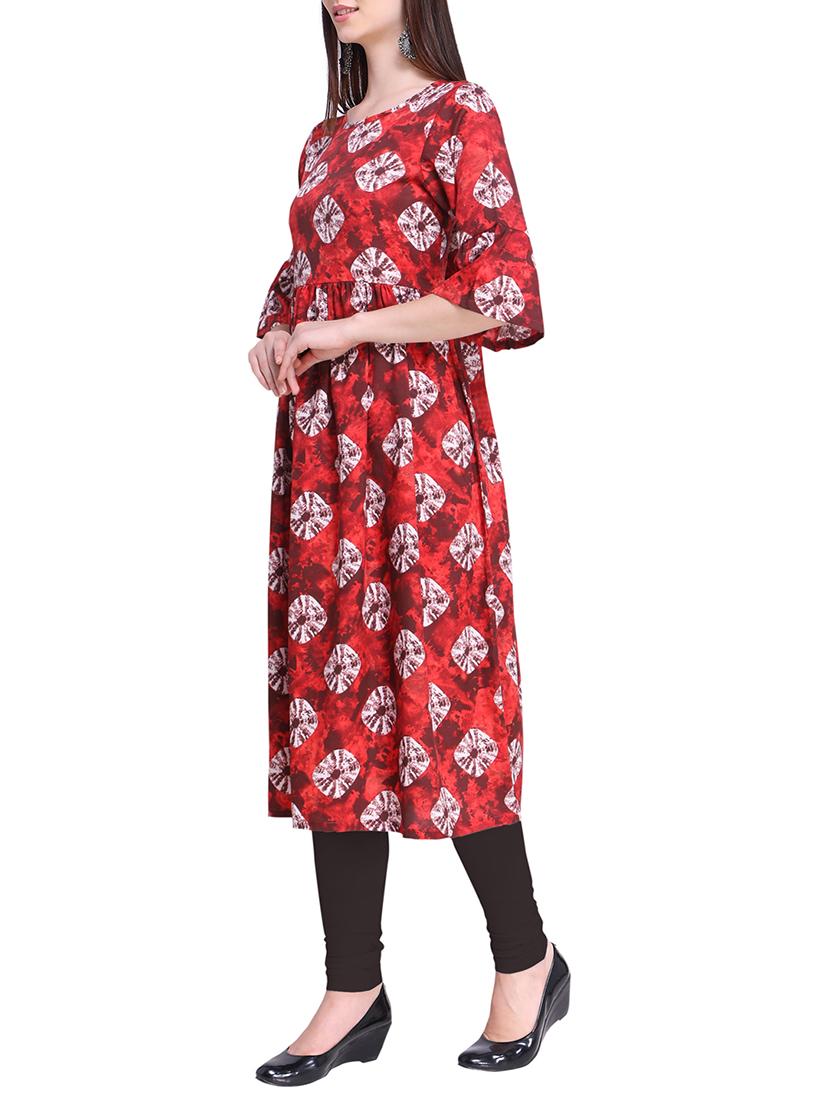 Bandhani Printed flared kurta - 15765899 - Zoom Image - 2