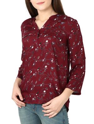 pleated back floral button detail top - 15766856 - Standard Image - 2