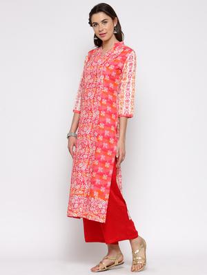 printed kurta with palazzo set - 15767048 - Standard Image - 2