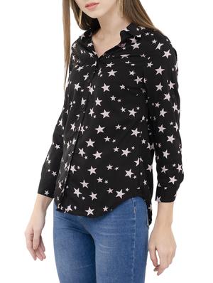 star print curved hem shirt - 15767543 - Standard Image - 2