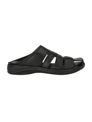 black leatherette slip on sandals - 15768542 - Standard Image - 2