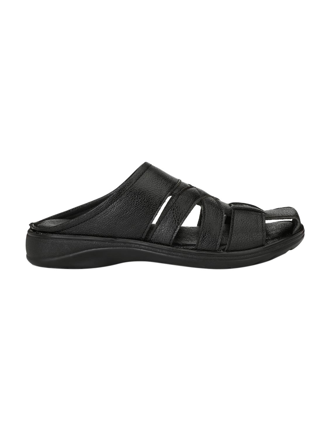black leatherette slip on sandals - 15768542 - Zoom Image - 2