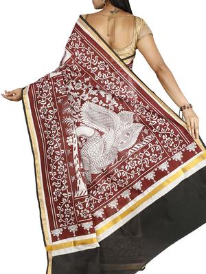 conversational printed saree with blouse - 15770062 - Standard Image - 2