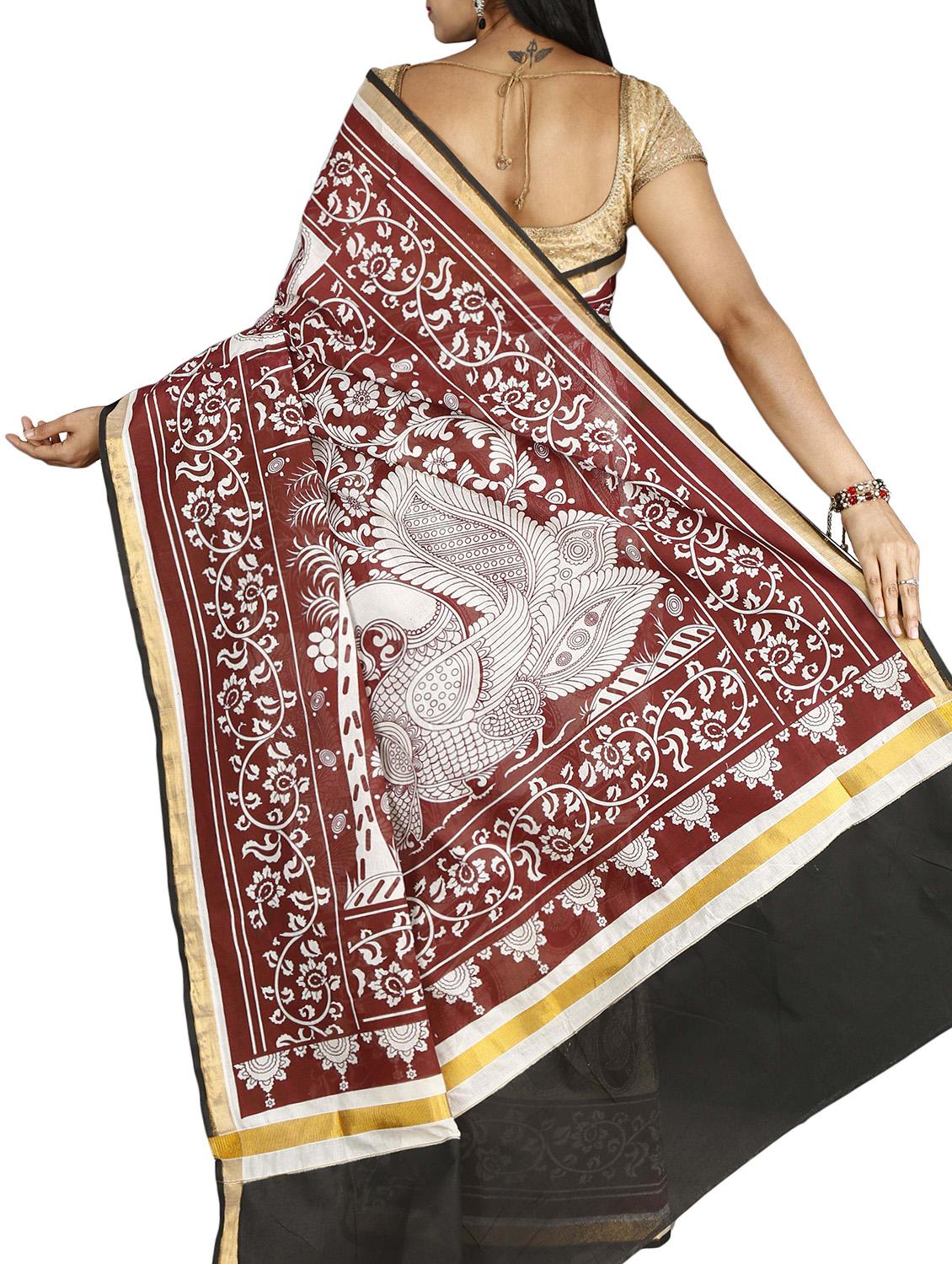 conversational printed saree with blouse - 15770062 - Zoom Image - 2