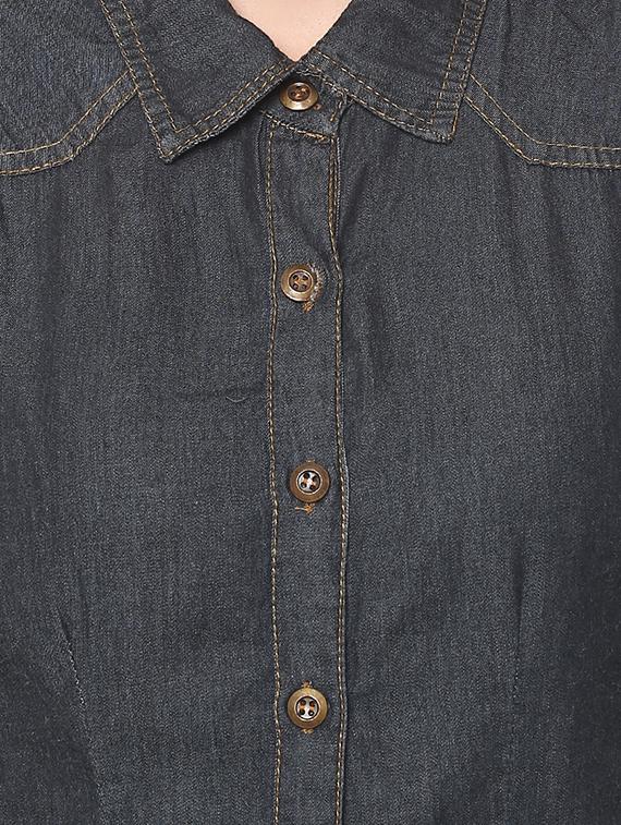 curved hem denim shirt - 15770458 - Zoom Image - 5
