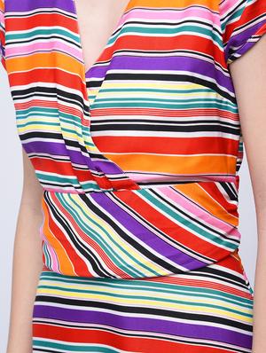 surplice striped a-line dress - 15770584 - Standard Image - 5
